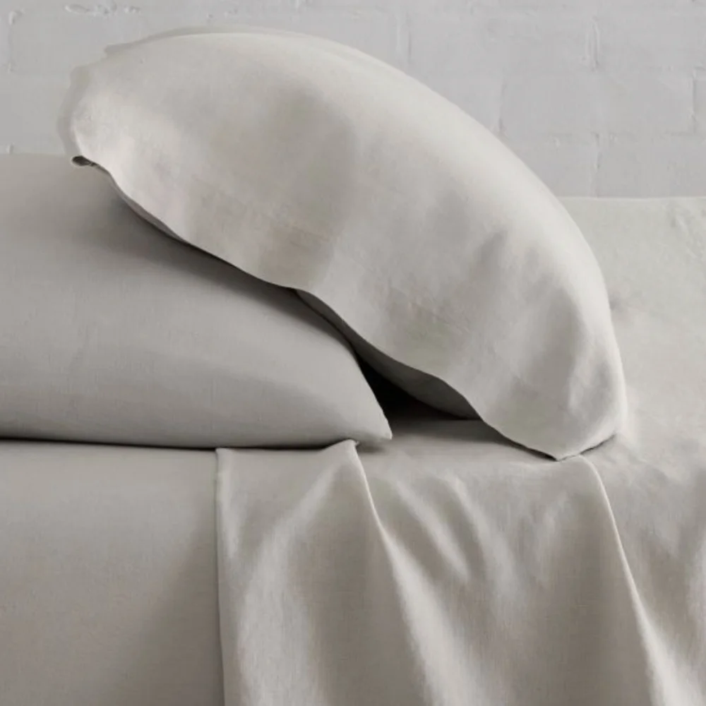 ❤️BUY 2 GET 1 FREE European Flax Linen Sheet Set, Full, Frost Gray, Retail $269